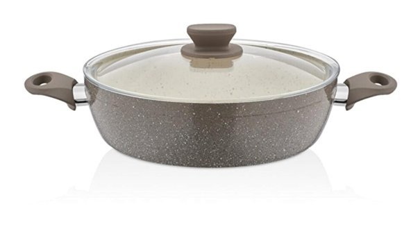 Cosiness Panamera Cam Kapaklı Granit 22 cm Basık Tencere
