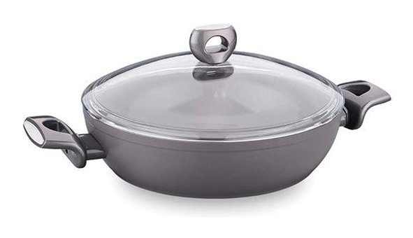 Korkmaz Nora A3935 Cam Kapaklı Seramik 28 cm Basık Tencere