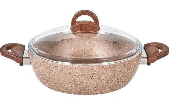 Cena Karizma Cam Kapaklı Granit 26 cm Karnıyarık Tencere Kahverengi