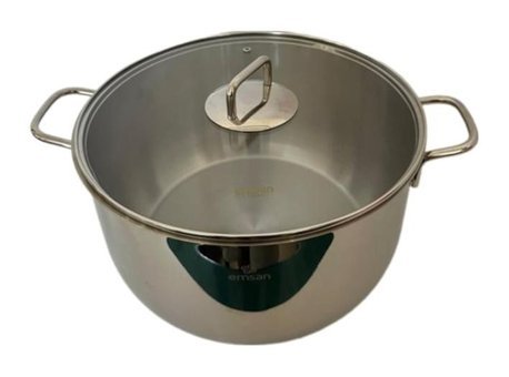Emsan Gourmet Cam Kapaklı Çelik 30 cm Derin Tencere