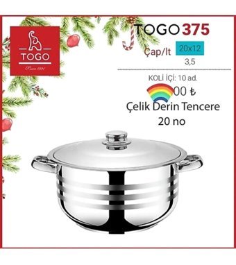 Togo Çelik 20 cm Derin Tencere