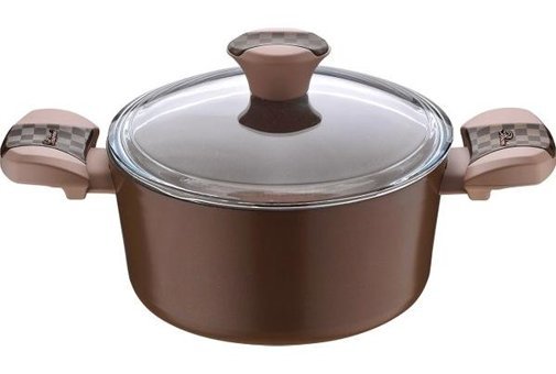 Brioni Pro Stone Cam Kapaklı Granit 20 cm Derin Tencere