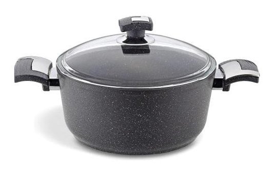 Bonera Cam Kapaklı Granit 30 cm Derin Tencere