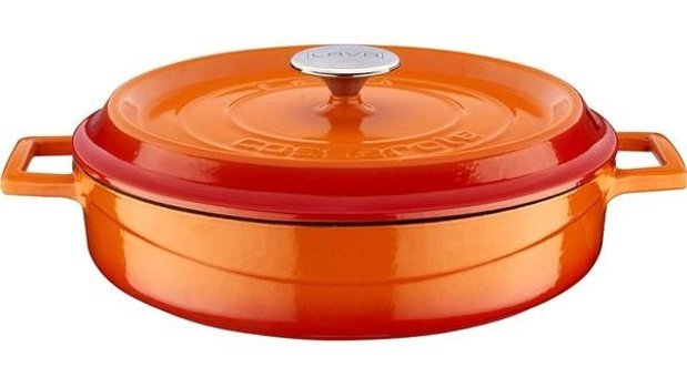 Lava Döküm 32 cm Basık Tencere Turuncu