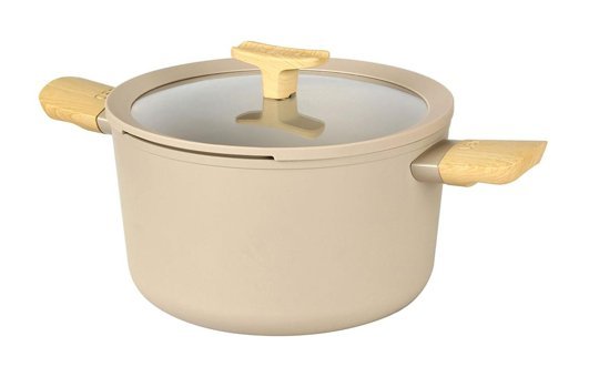 Berghoff Leo Balance Cam Kapaklı Alüminyum 24 cm Derin Tencere Bej
