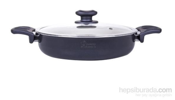 Essenso Ecotouch Bremen Cam Kapaklı Granit 28 cm Basık Tencere