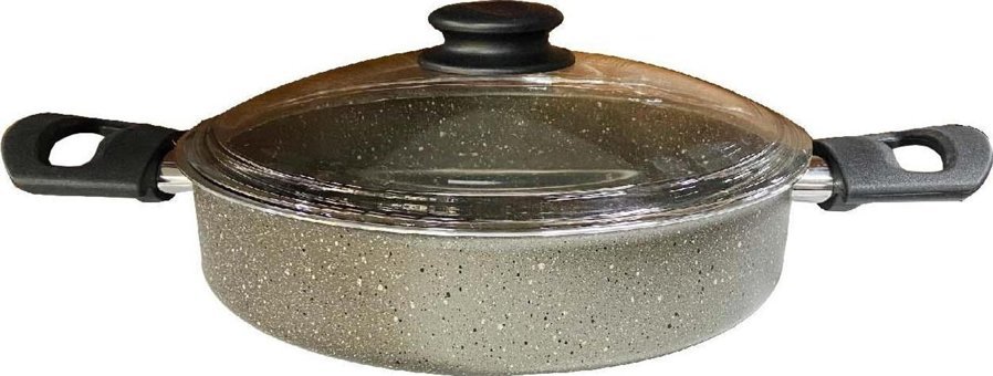 Mehtap Cam Kapaklı Granit 30 cm Karnıyarık Tencere Bej