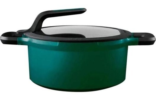 Berghoff Gem Stay Cool Cam Kapaklı Alüminyum 28 cm Derin Tencere Yeşil