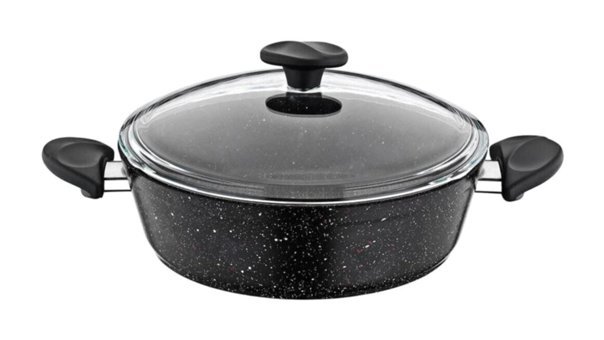 Papilla Vilma Cam Kapaklı Granit 24 cm Karnıyarık Tencere