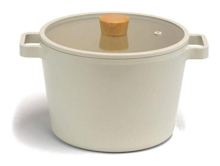 Neoflam Fika İndüksiyon Cam Kapaklı Döküm 26 cm Derin Tencere Bej