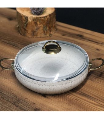 Lines Cam Kapaklı Granit 30 cm Karnıyarık Tencere