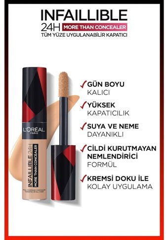L'oreal Paris Infaillible More Than 323 Fawn Nemlendiricili Göz Altı ve Yüz Likit Fırça Kapatıcı