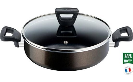 Tefal C38471 Cam Kapaklı Titanyum 26 cm Basık Tencere