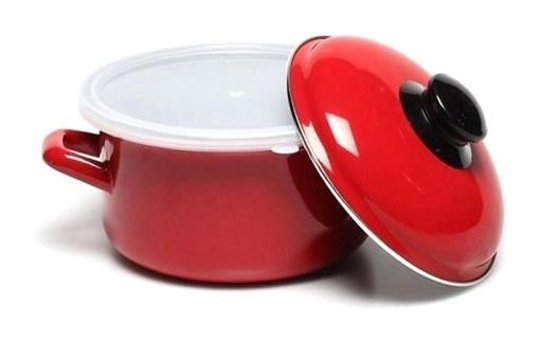 Essenso Cook&Store Emaye 18 cm Derin Tencere Kırmızı
