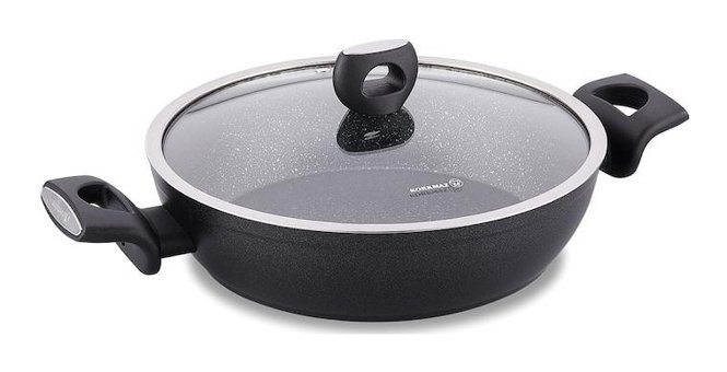 Korkmaz Nora A2943 Cam Kapaklı Granit 24 cm Karnıyarık Tencere