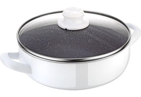 Bonera Artemis Cam Kapaklı Emaye 26 cm Karnıyarık Tencere