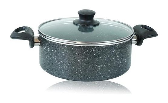 By Kardelen No:26 Cam Kapaklı Granit 26 cm Derin Tencere