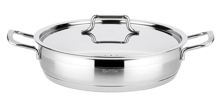Tantitoni Premium Cam Kapaklı Paslanmaz Çelik 24 cm Basık Tencere