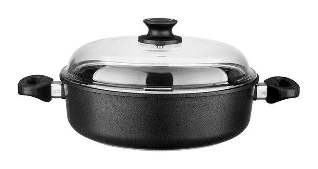 Leggno BLK2222ST24IND İndüksiyon Cam Kapaklı Döküm 24 cm Basık Tencere