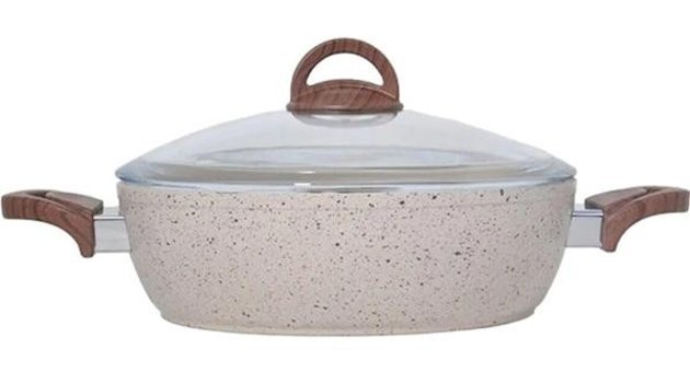 Cena Karizma Cam Kapaklı Granit 26 cm Karnıyarık Tencere Krem