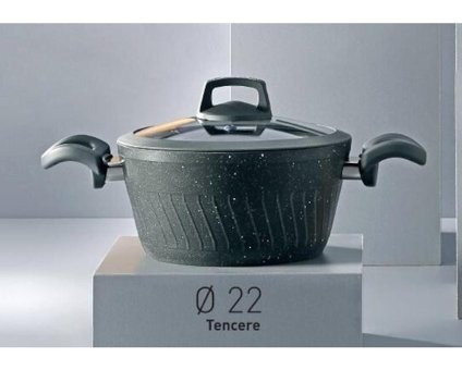 Bonera Milena Cam Kapaklı Granit 22 cm Derin Tencere