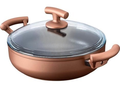 Nehir Cam Kapaklı Titanyum 28 cm Karnıyarık Tencere Kahverengi