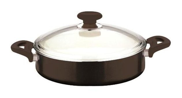 Essenso Ecotouch Berlin Siyah Cam Kapaklı Granit 26 cm Basık Tencere
