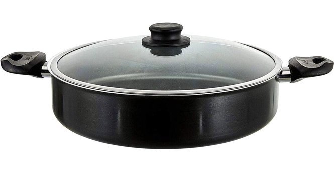Cem Dynamic Stone Cam Kapaklı Alüminyum 28 cm Basık Tencere