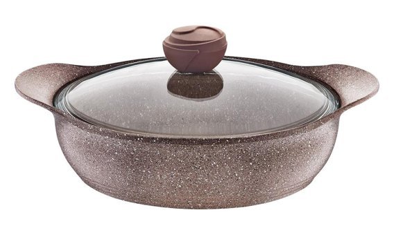 Oms Collection Bio 3320 Cam Kapaklı Granit 26 cm Karnıyarık Tencere