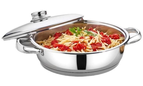 Gülsan Cam Kapaklı Çelik 28 cm Basık Tencere