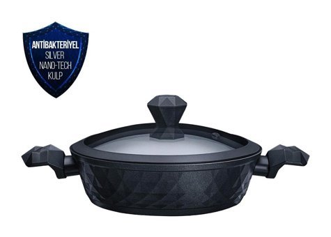Karaca Biodiamond İndüksiyon Cam Kapaklı Granit 30 cm Karnıyarık Tencere