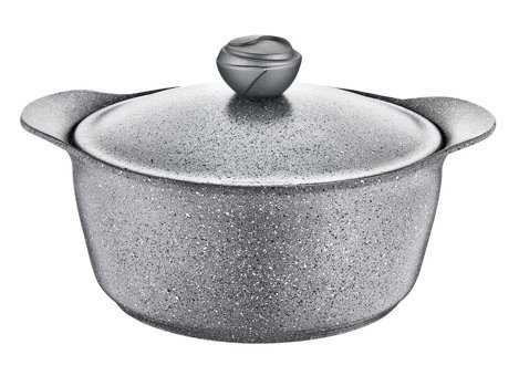 Oms Collection Bio 3120 Cam Kapaklı Granit 28 cm Derin Tencere Gri
