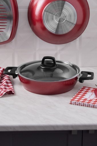 Karaca Biodiamond Cherry Cam Kapaklı Granit 26 cm Karnıyarık Tencere
