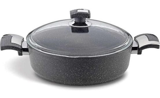 Bonera Cam Kapaklı Granit 30 cm Basık Tencere