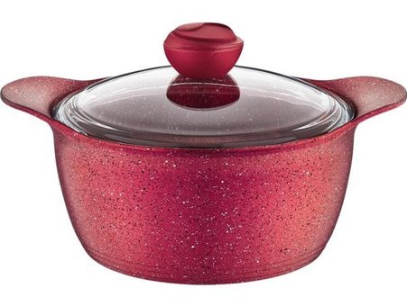 Oms Collection 3120 Cam Kapaklı Granit 24 cm Derin Tencere