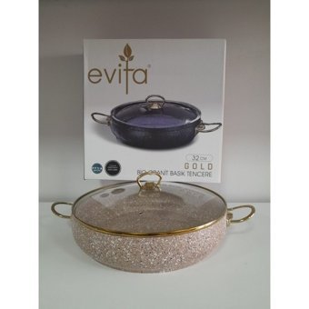 Evita Bio Cam Kapaklı Granit 32 cm Basık Tencere