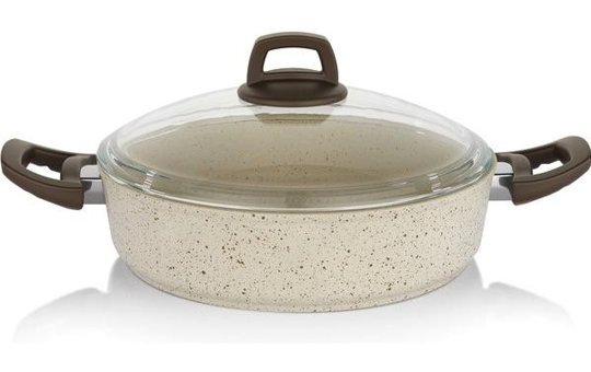 Schafer Profuse İndüksiyon Cam Kapaklı Granit 30 cm Basık Tencere
