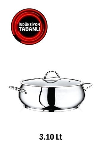 Safinox Bella İndüksiyon Cam Kapaklı Paslanmaz Çelik 20 cm Basık Tencere