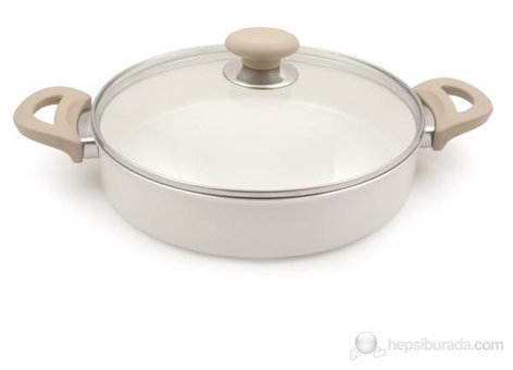 Essenso Ecotouch Munich Cam Kapaklı Granit 26 cm Basık Tencere