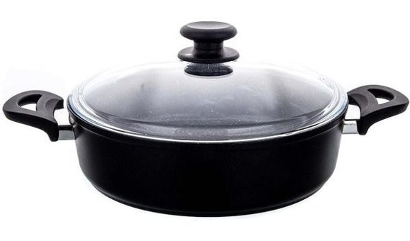 Aryıldız Solido Premium Cam Kapaklı Granit 30 cm Basık Tencere