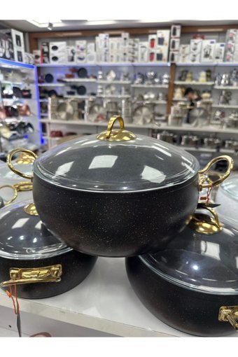 Armoni Cam Kapaklı Granit 30 cm Derin Tencere