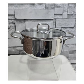 Emsan Gourmet Cam Kapaklı Çelik 24 cm Derin Tencere