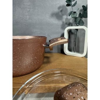 Bena Life Ezme Cam Kapaklı Granit 18 cm Derin Tencere