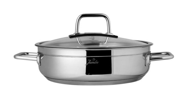 Jumbo Modena Paslanmaz Çelik 24 cm Basık Tencere