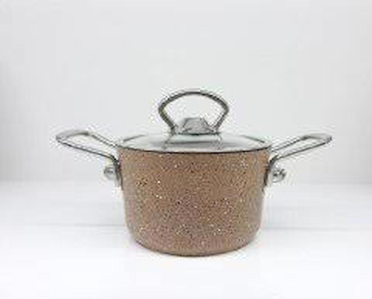 Oms Collection Mini 3111 Cam Kapaklı Granit 16 cm Derin Tencere