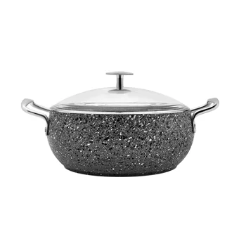 Karaca Bio Avanos Stone Cam Kapaklı Granit 24 cm Derin Tencere