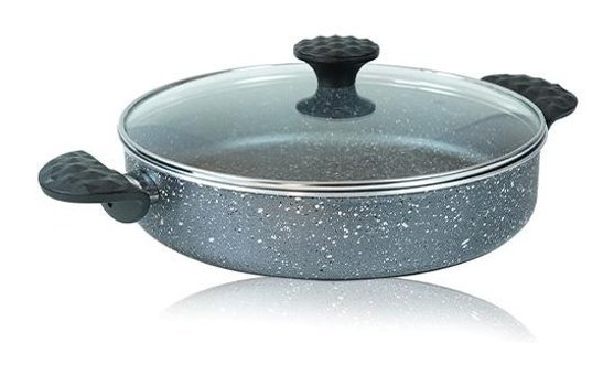 By Kardelen No:30 Cam Kapaklı Granit 30 cm Basık Tencere