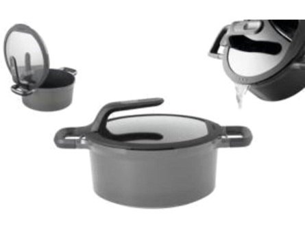 Berghoff Gem Stay Cool 2307418 Cam Kapaklı Döküm 24 cm Derin Tencere