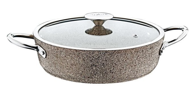 Oms Collection Bio 3316 İndüksiyon Cam Kapaklı Granit 24 cm Karnıyarık Tencere