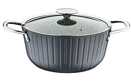 Oms Collection Colonna 3318 Cam Kapaklı Granit 24 cm Derin Tencere Antrasit